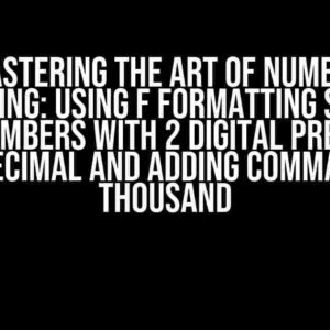 Mastering the Art of Number Formatting: Using f Formatting String to Get Numbers with 2 Digital Precision After Decimal and Adding Commas Every Thousand